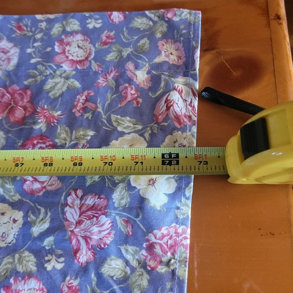 Vtg Waverly Garden Window Valance Floral Blue Rose Ruffled 2 Panels 17x73 Ea